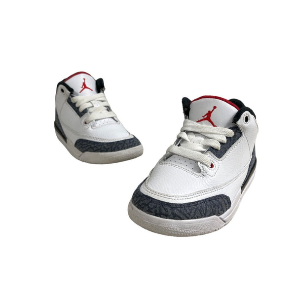 Nike Air Kids White Red Black Jordan 3 Retro PS Classic Design Sneakers Size 11C