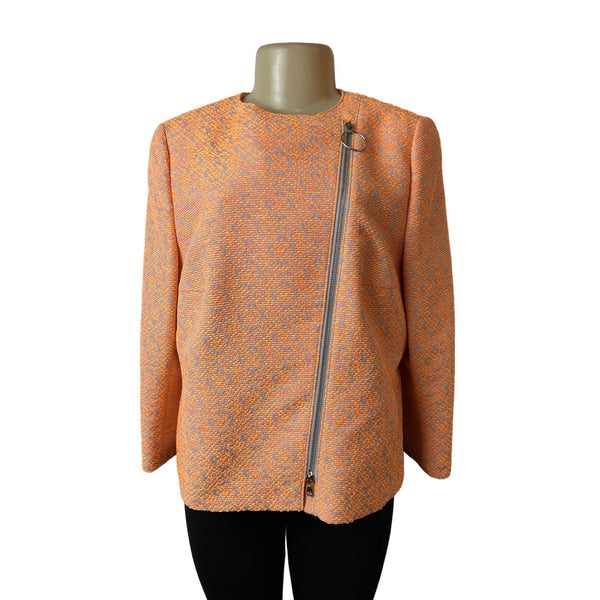 Akris Punto Women's Orange Modern  Knitted Fabric Jacket  Sz 14- NWT