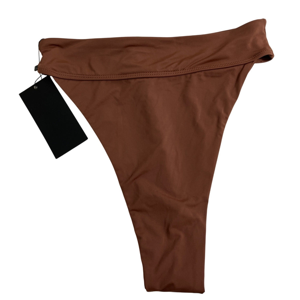 Qinsen Women Brown High Waist Bikini Set W Halter Top & Cheeky Bottoms Sz L-NEW