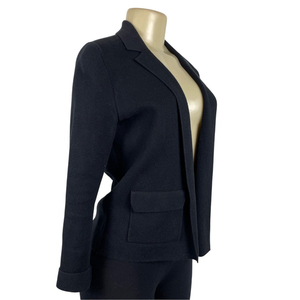 Banana Republic Black Knit Open Front Womens Blazer Jacket With Notch Lapel Sz S