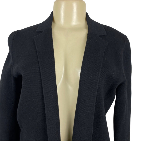 Banana Republic Black Knit Open Front Womens Blazer Jacket With Notch Lapel Sz S