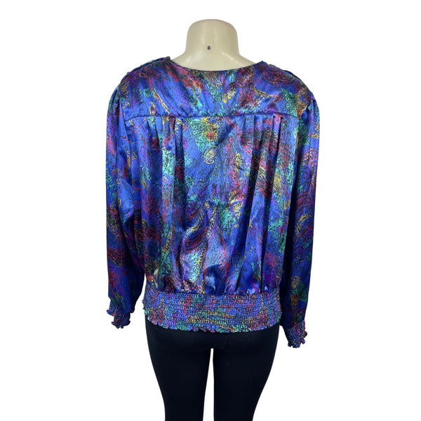 Vintage Woman Notations Abstract Print Blouse Sz 16W