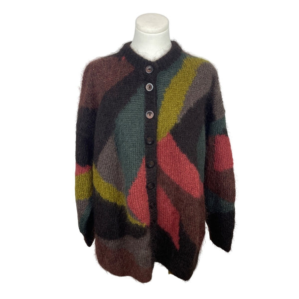 Vintage Lorraine Labon Womens  Wool Knit Button Up Cardigan Sweater Multicolor