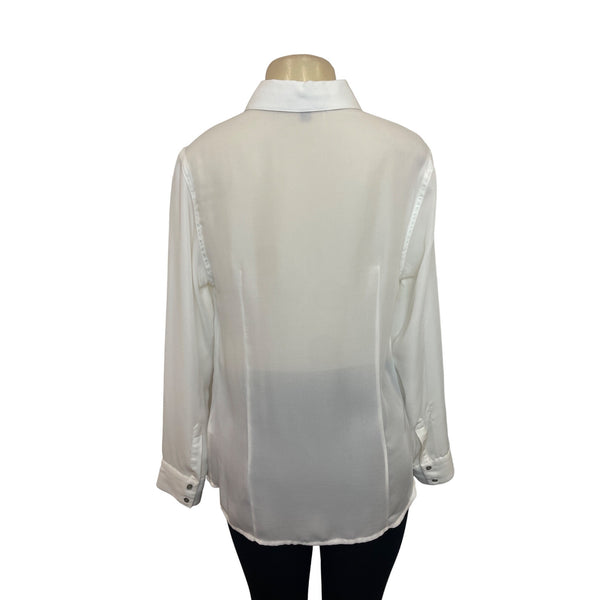 Guess Womens White Button-Down Long Sleeve Blouse Sz M