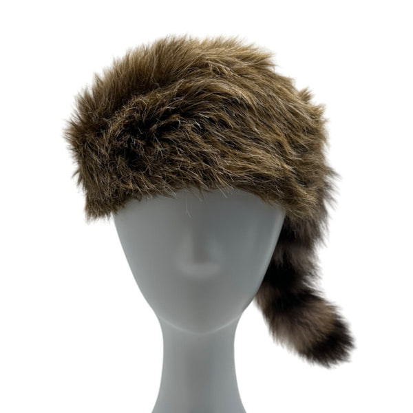 Vintage Unbranded Women's Brown Raccoon Fur Coontail Hat