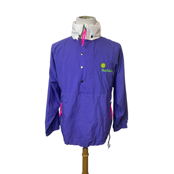 Fahrenheit Retro Men's Purple Jacket with Hoodie Zip Up and Button Up Size Small