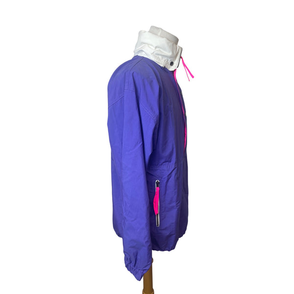 Fahrenheit Retro Men's Purple Jacket with Hoodie Zip Up and Button Up Size Small