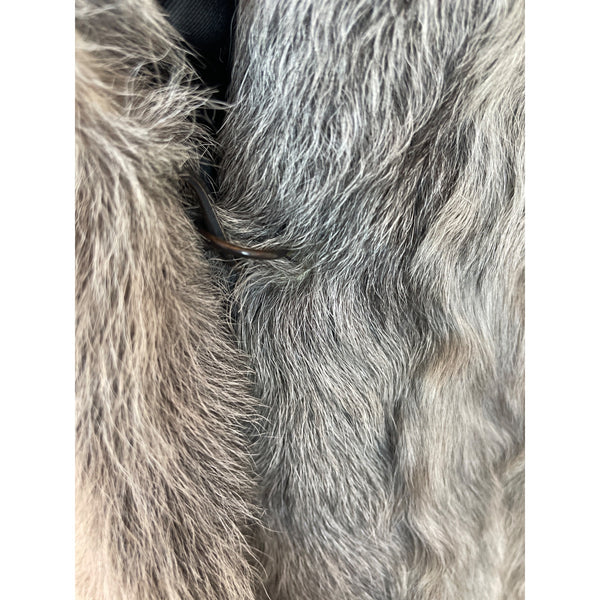 Michie Keevy Faux Fur Gray Coat With Satin Lining & Hook Closure