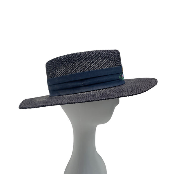 Unisex Blue and Navy Shark Vacation Straw Hat