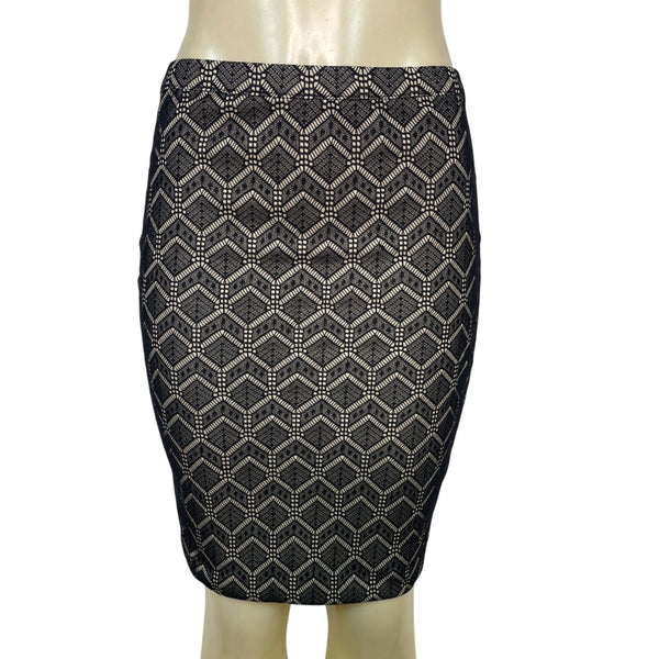 The Limited Womens Black & Nude Geometric Lace Pattern Pencil Skirt Size 2