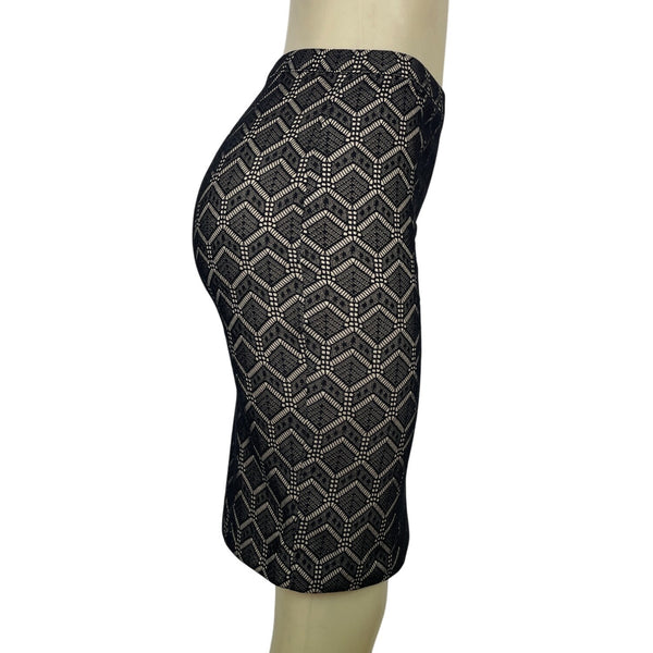 The Limited Womens Black & Nude Geometric Lace Pattern Pencil Skirt Size 2