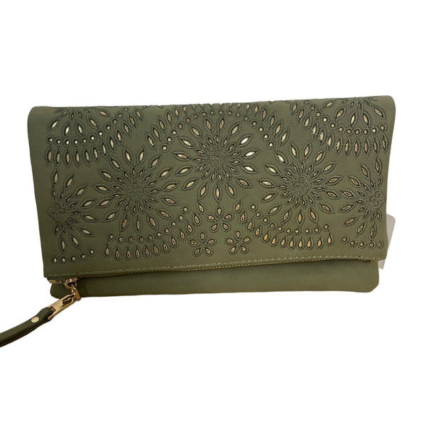 Olive Urban Expressions Vegan Leather Bag with Gold Chain