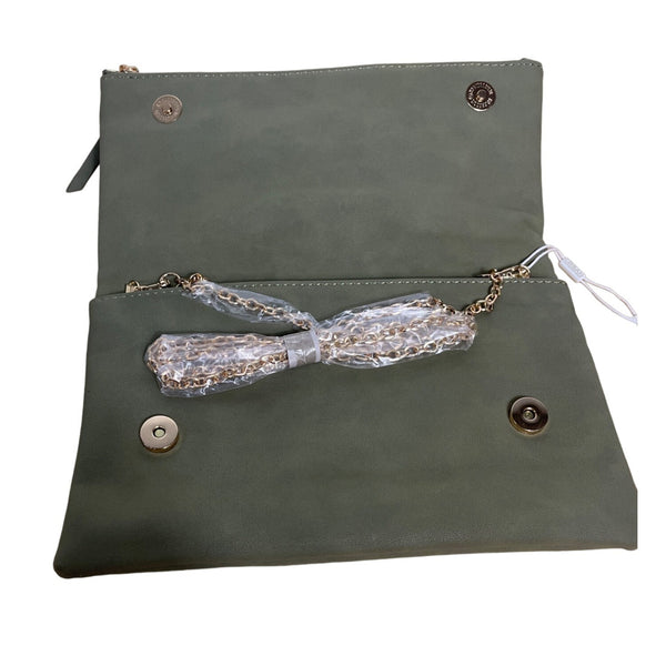 Olive Urban Expressions Vegan Leather Bag with Gold Chain