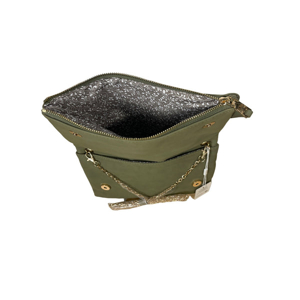 Olive Urban Expressions Vegan Leather Bag with Gold Chain