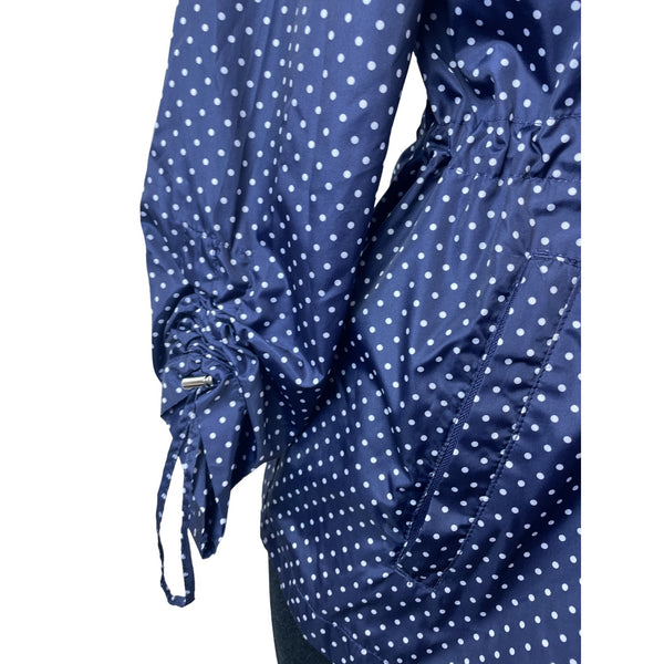 Jones Women's Blue White Polka Dots Raincoat Sz S