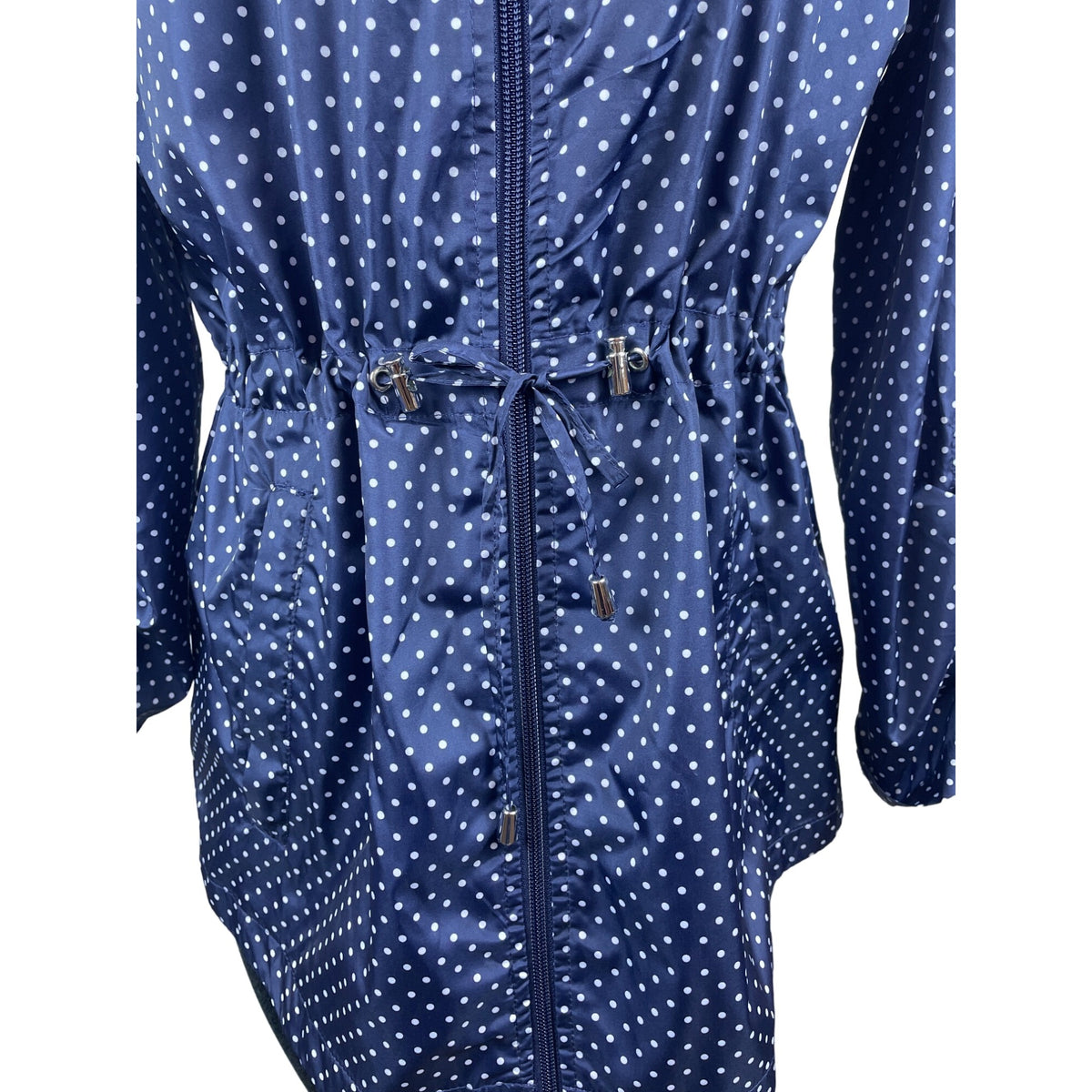 Jones Women's Blue White Polka Dots Raincoat Sz S