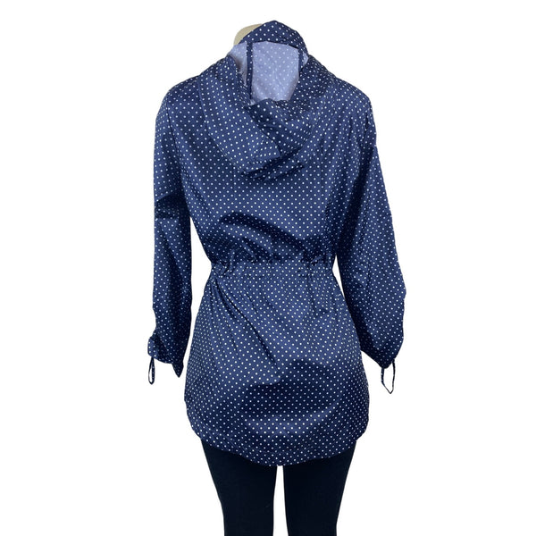 Jones Women's Blue White Polka Dots Raincoat Sz S