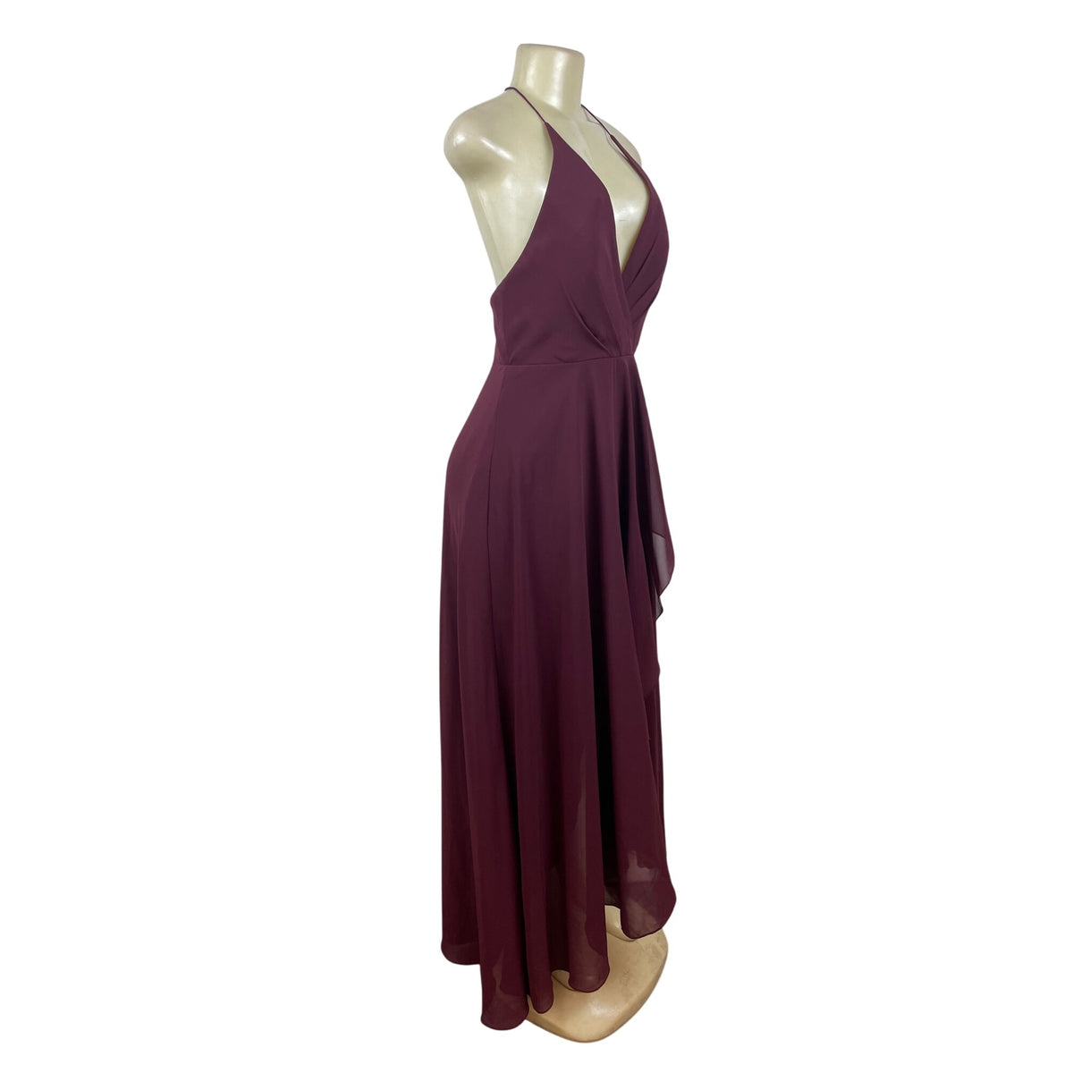 Jenny Yoo Collection Women’s Burgundy Halter V-Neck Maxi Dress Sz 4-New