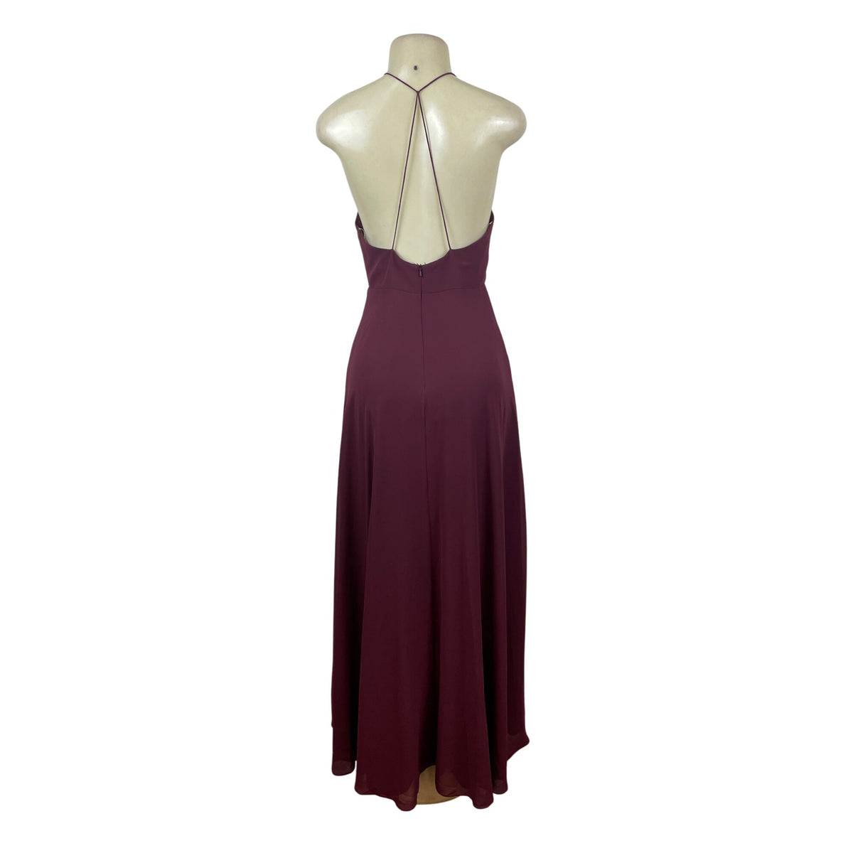 Jenny Yoo Collection Women’s Burgundy Halter V-Neck Maxi Dress Sz 4-New