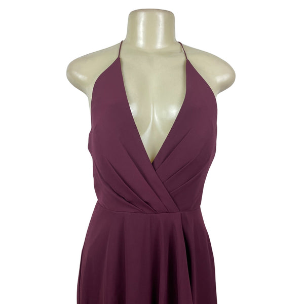 Jenny Yoo Collection Women’s Burgundy Halter V-Neck Maxi Dress Sz 4-New