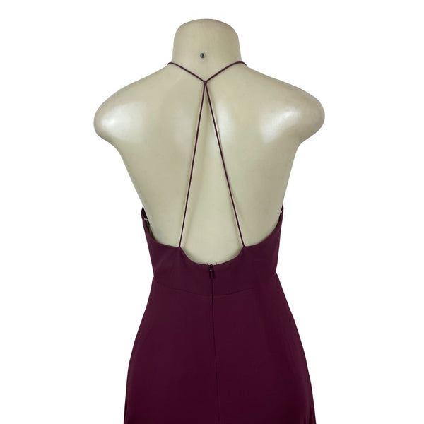 Jenny Yoo Collection Women’s Burgundy Halter V-Neck Maxi Dress Sz 4-New