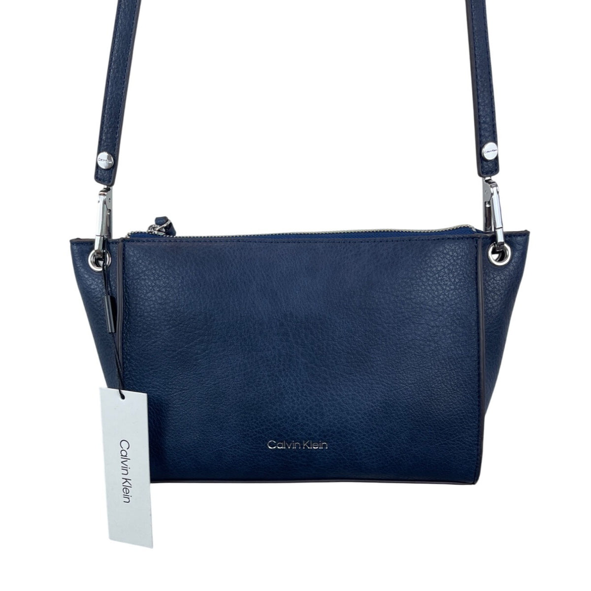 Calvin Klein Navy Blue Vegan Leather Reyna Small Womens Crossbody Bag Sz S - New