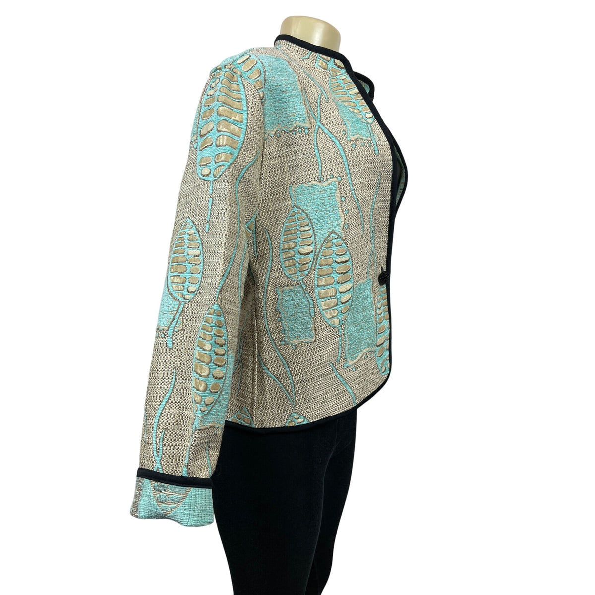 Khangura Women’s Tapestry Jacquard With Plant design Jacket Blazer Sz L