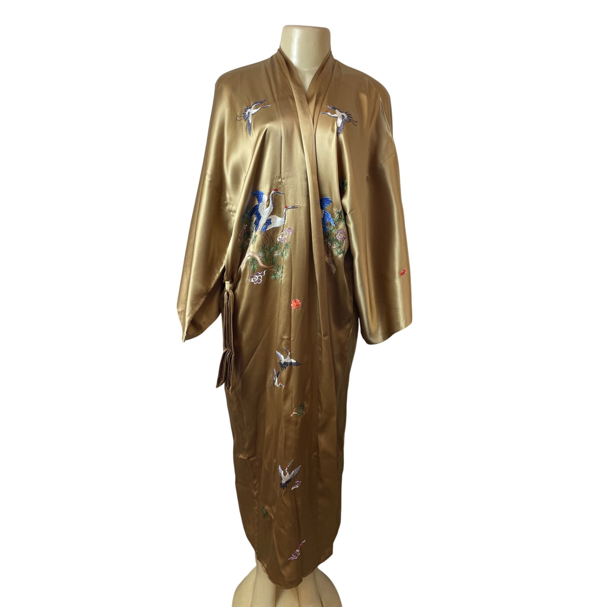 Vintage Tianshuia Japanese Kimono Robe With Elegant Crane Sz 175-180