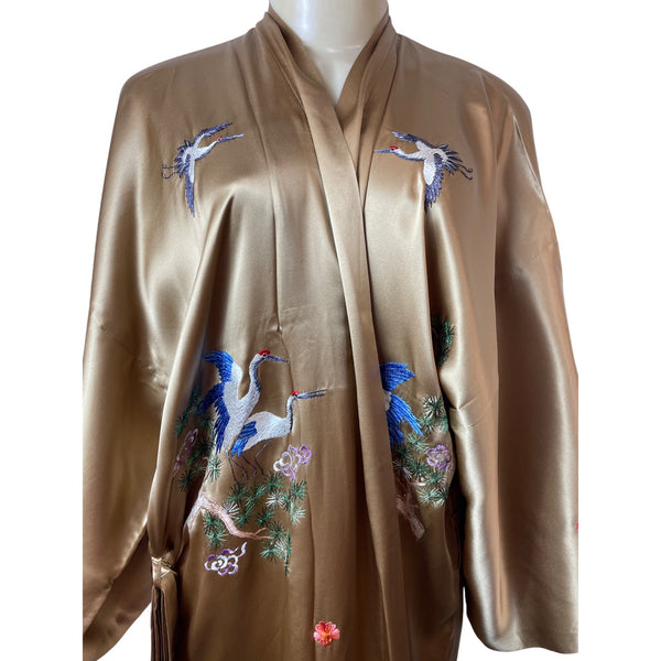 Vintage Tianshuia Japanese Kimono Robe With Elegant Crane Sz 175-180