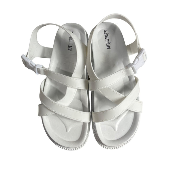 Olivia Millerd Women's White Detachable Strap Sandals Sz 10