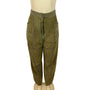 S.M.H. Vintage Olive Green Leather High-Waisted Loose-Fit Trousers Size 14