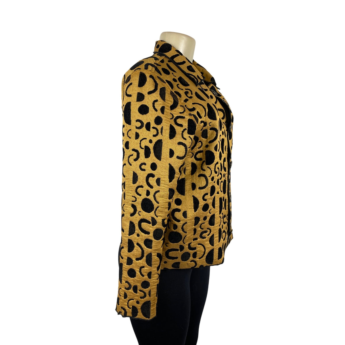 Women's Black & Gold Geometric Random Print Reversible Jacket