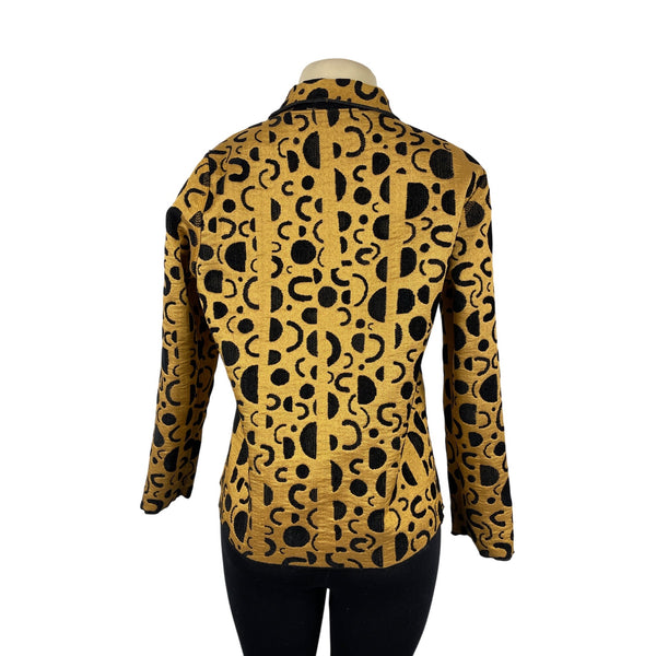 Women's Black & Gold Geometric Random Print Reversible Jacket