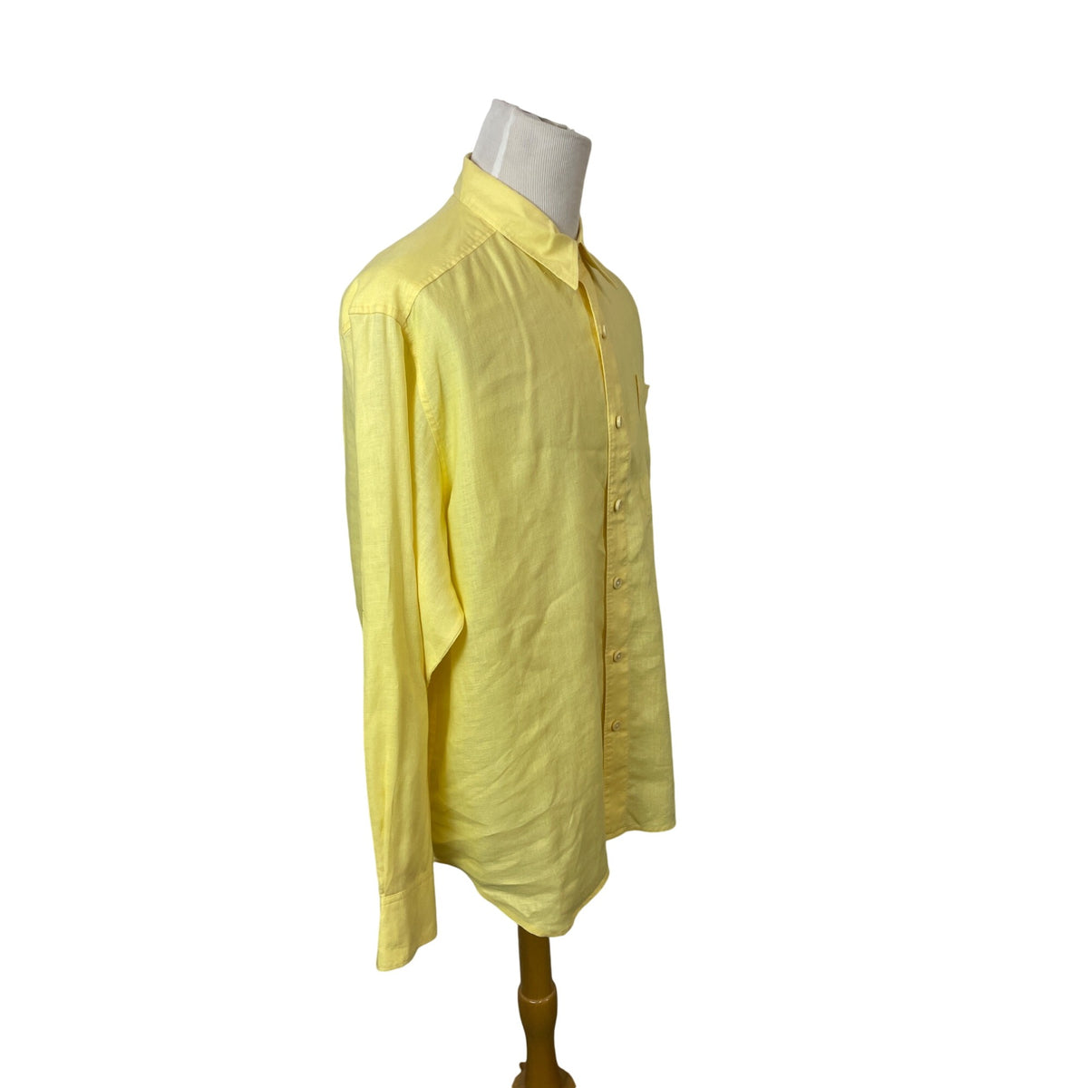 Tommy Bahama Mens Yellow Long Sleeve Linen Button-Up Shirt Sz XL