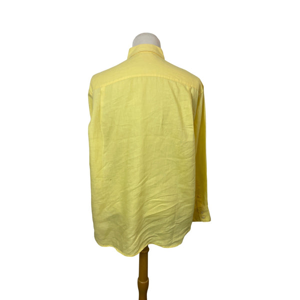 Tommy Bahama Mens Yellow Long Sleeve Linen Button-Up Shirt Sz XL