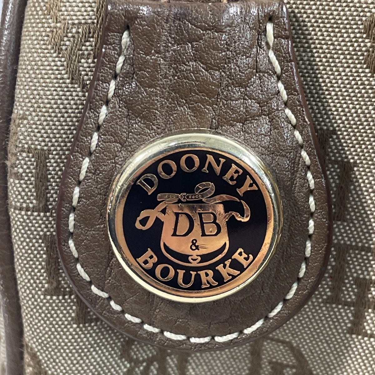 Dooney Bourke Women's Tan Brown Signature Logo Pattern Shoulder Bag Sz S