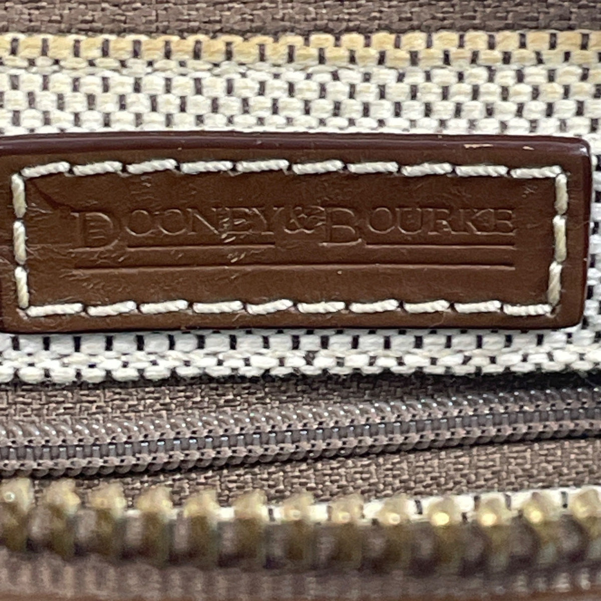 Dooney Bourke Women's Tan Brown Signature Logo Pattern Shoulder Bag Sz S