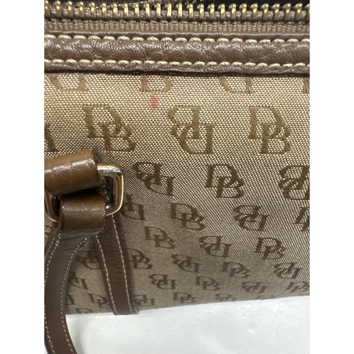 Dooney Bourke Women's Tan Brown Signature Logo Pattern Shoulder Bag Sz S