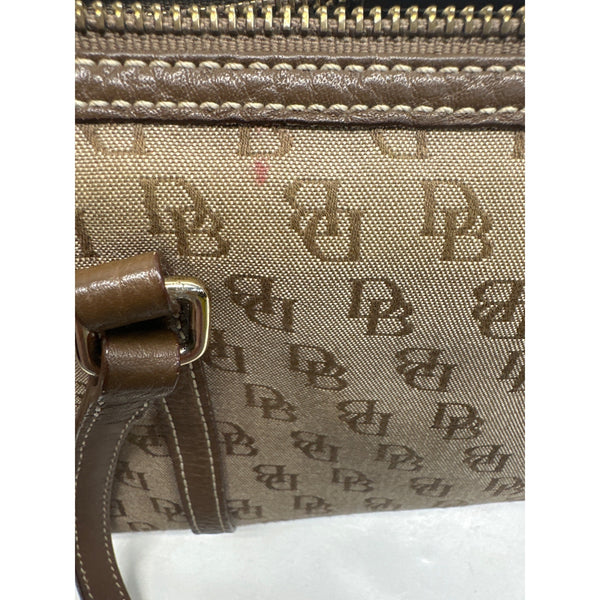 Dooney Bourke Women's Tan Brown Signature Logo Pattern Shoulder Bag Sz S