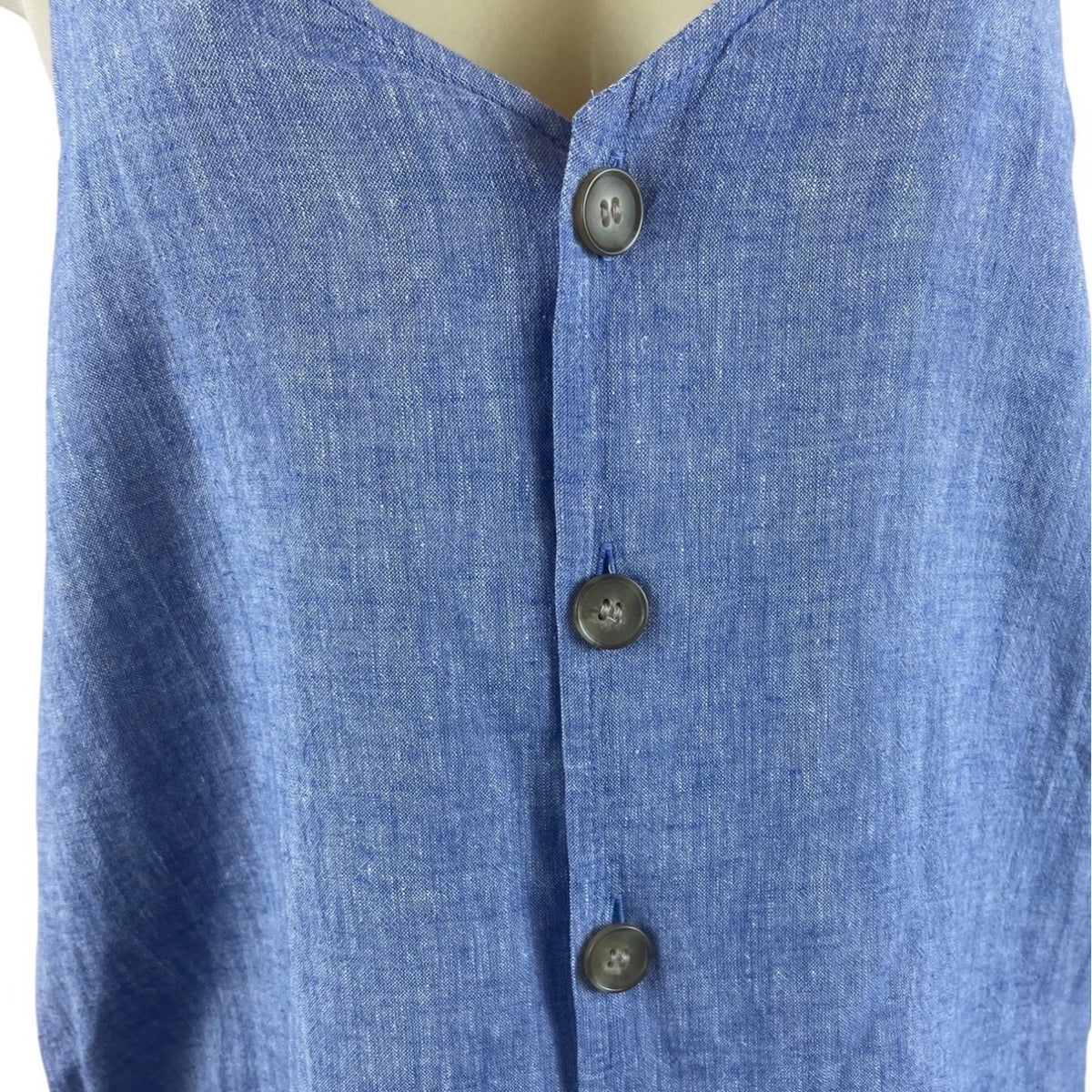 BP Womens Blue Linen-Blend Spaghetti Strap V-Neck Buttoned Top Sz S - New