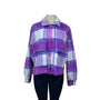 SO Women Pink and Purple Plaid Long Sleeve Cropped Shirt Jacket Sz M