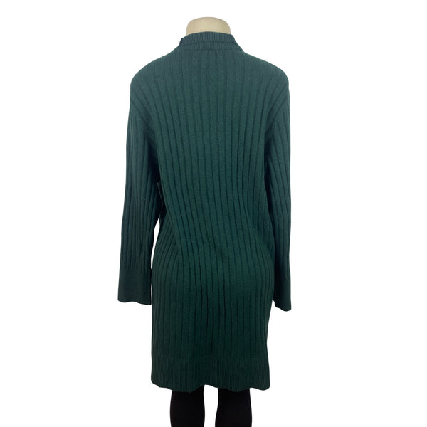 Loft Womens Ribbed Open Front & Patch Pockets Cardigan Sweater XXL Green - New