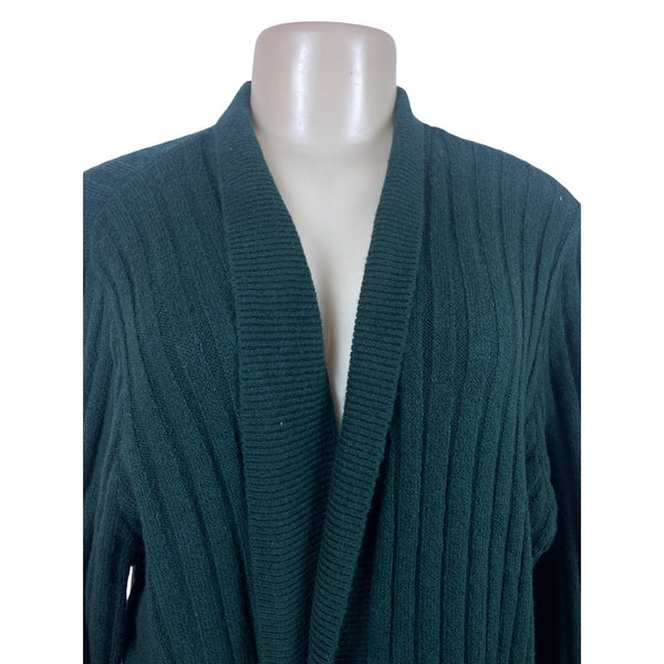 Loft Womens Ribbed Open Front & Patch Pockets Cardigan Sweater XXL Green - New