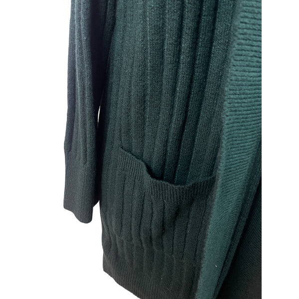 Loft Womens Ribbed Open Front & Patch Pockets Cardigan Sweater XXL Green - New