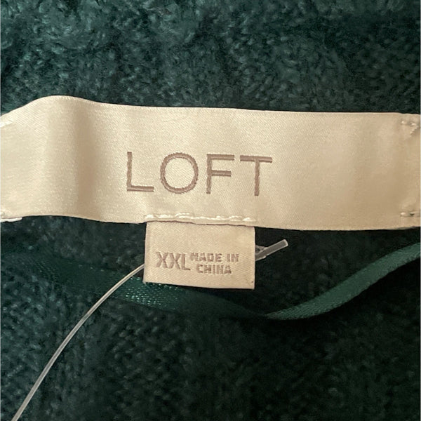 Loft Womens Ribbed Open Front & Patch Pockets Cardigan Sweater XXL Green - New