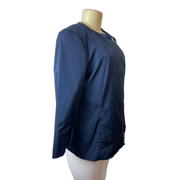 Lafayette 148 New York Womens Navy Zip-Up Jacket Sz 12