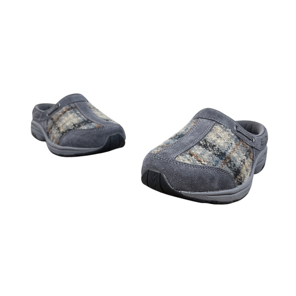 Easy Spirit Womens Medium Gray Suede Plaid Travelport 182 Clogs Shoes Size 7M