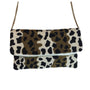 Francesca’s Collections Women's White - Brown Animal Print Beaded Evening Clutch