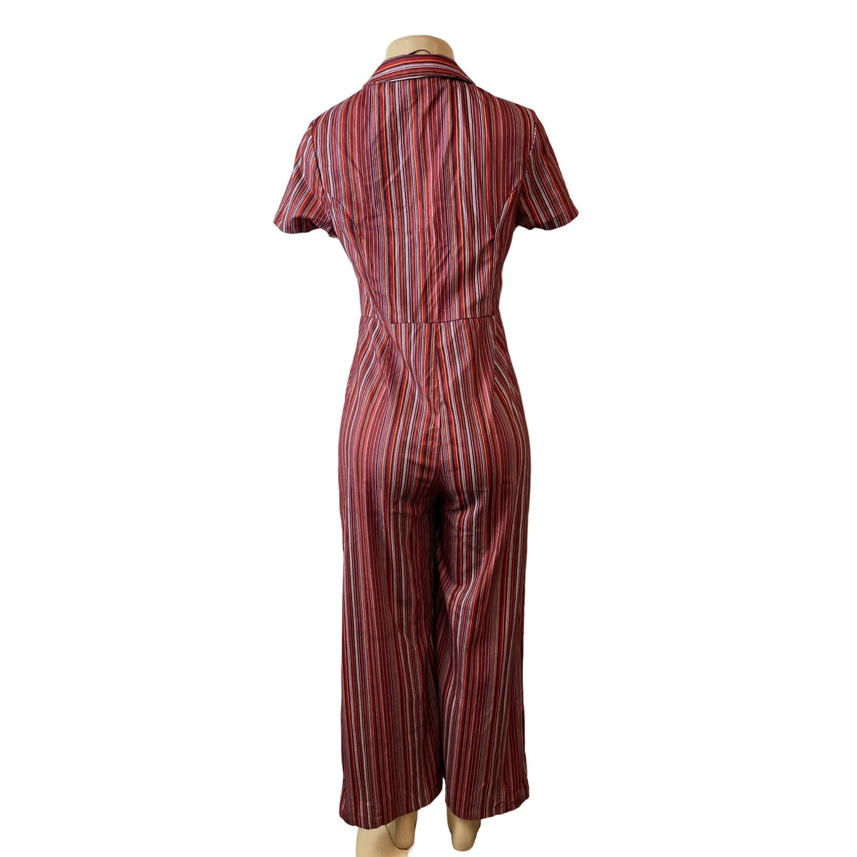 Cider Women's Red Corduroy Striped Jumpsuit With Zipper and Collar Sz M- NWT