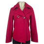 Guess Jeans Womens Red Hooded Peacoat Jacket With Button Accents & Pockets Sz XS